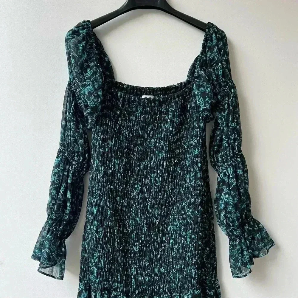 Misa Los Angeles Rashida Maxi Dress - Green Floral on Black- Size S - Picture 7 of 16